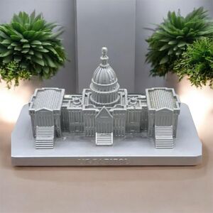 Vintage Capitol Washington DC Metal Souvenir Statue – Silver Tone, Made in USA